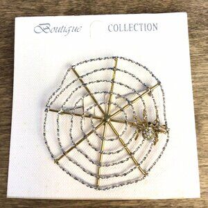 SPIDERWEB COBWEB SPIDER PIN BROOCH HALLOWEEN FASHION BOUTIQUE COLLECTION New